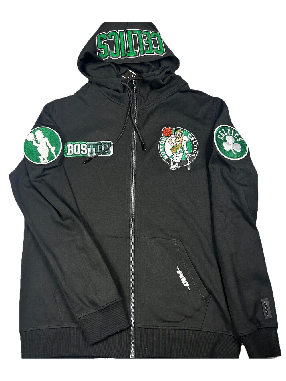 Pro Standard Boston Celtics Fleece Men's Size Large Black Zip Up Hoodie New